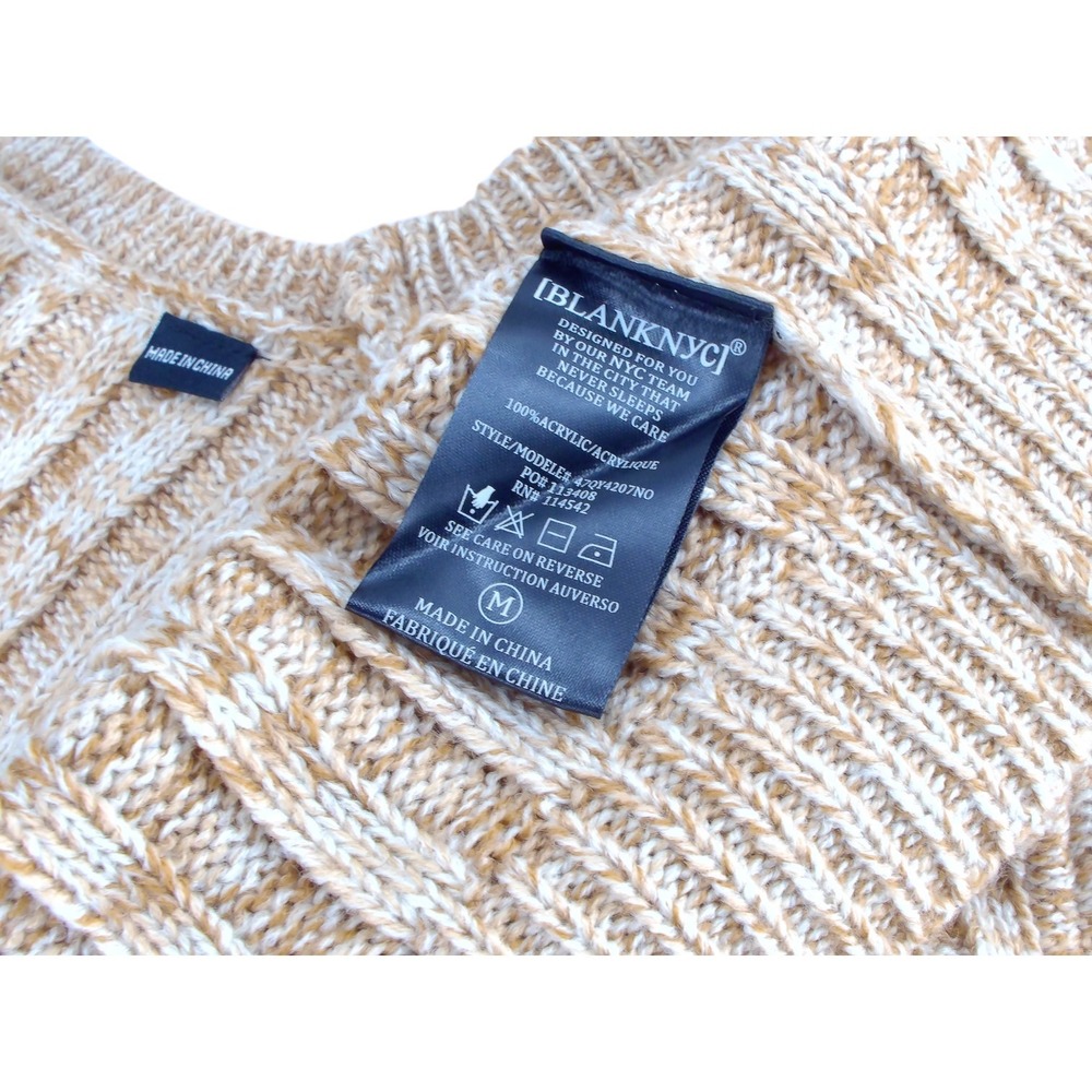 Blanknyc Heather Ribbed Crewneck Chunky Pullover Sweater Women's M Tan Orange‎ - Picture 5 of 8